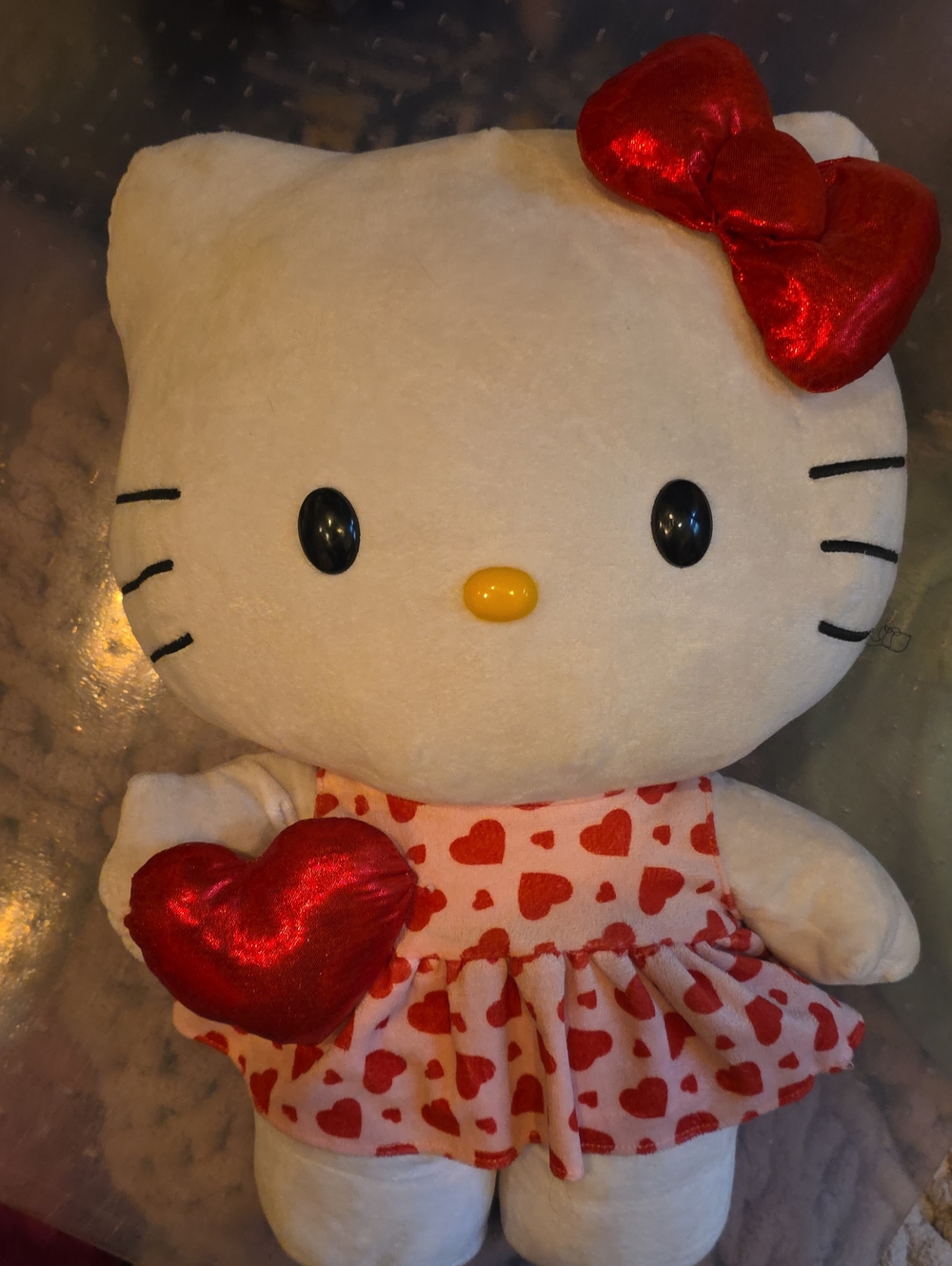 Hello Kitty Heart Greeter  White Plush with Red Heart Bow and Dress